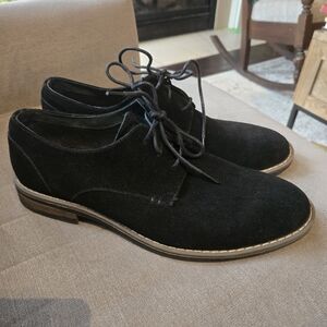 Men's Black Suede Derby Shoes - Classic Lace-Up